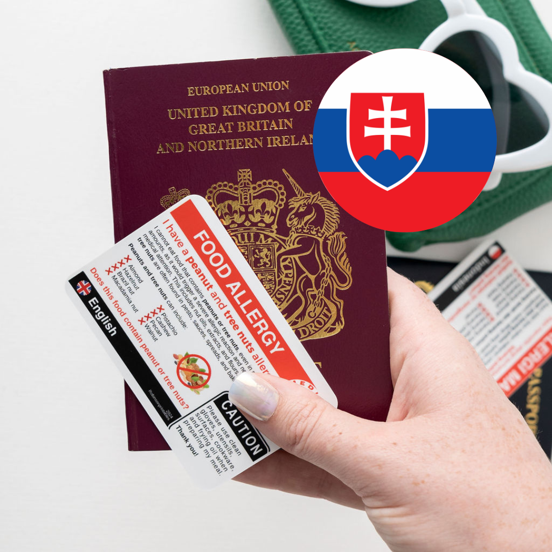 Peanut & Tree Nut Allergy Travel Card (digital) Translation in Slovak