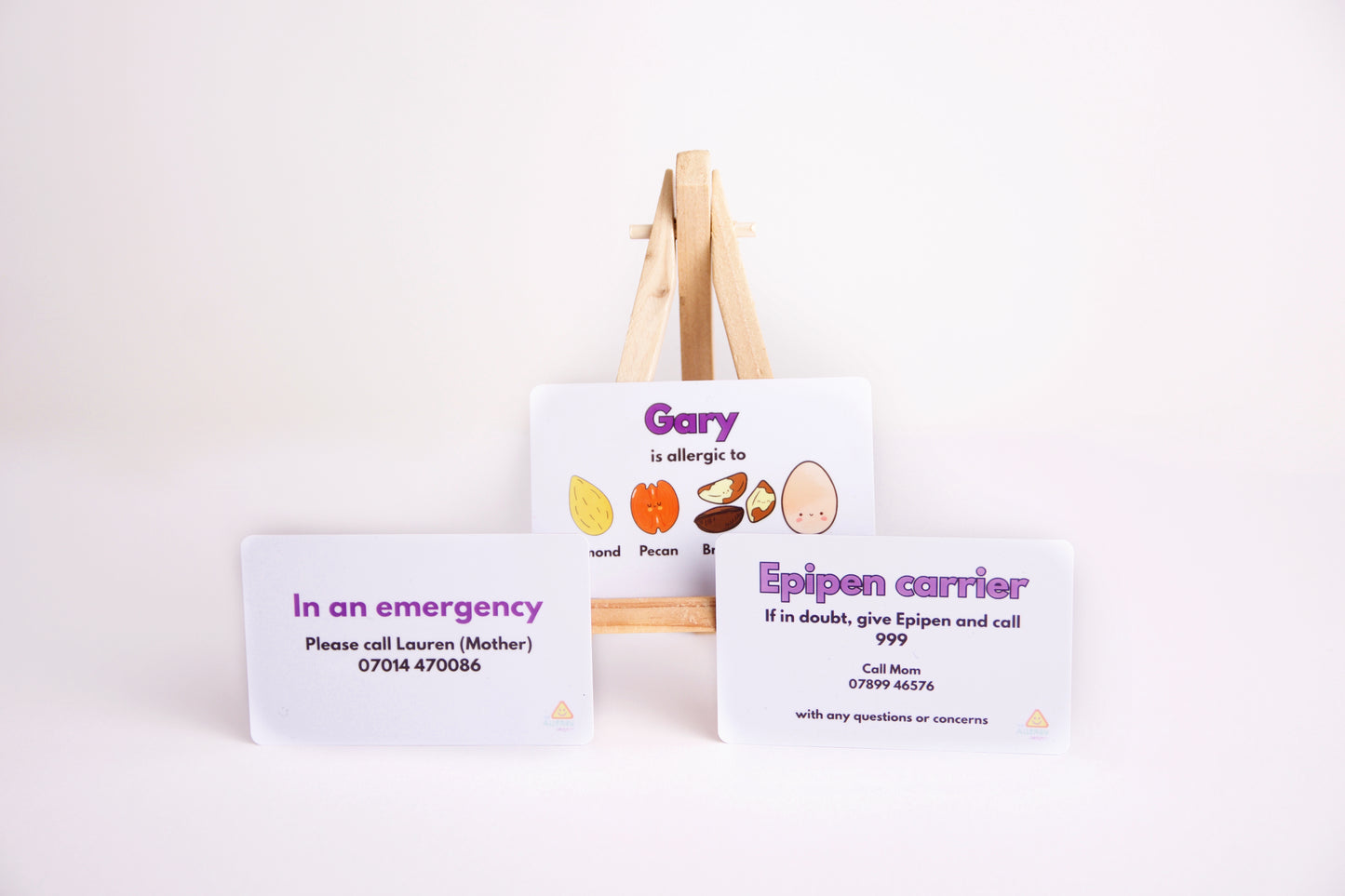 Kid's Wallet Size Plastic Allergy Alert Card