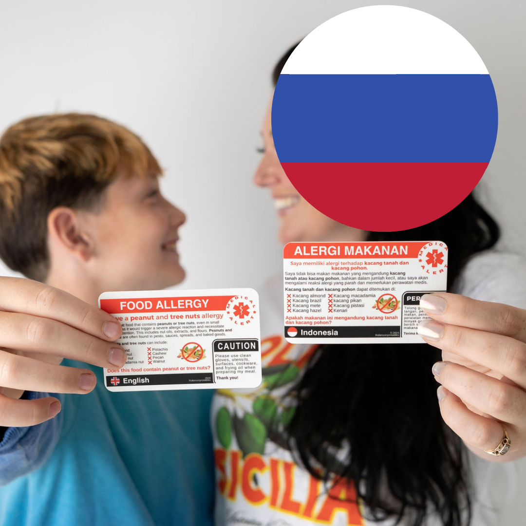 Milk Allergy Translation Card – English & Russian