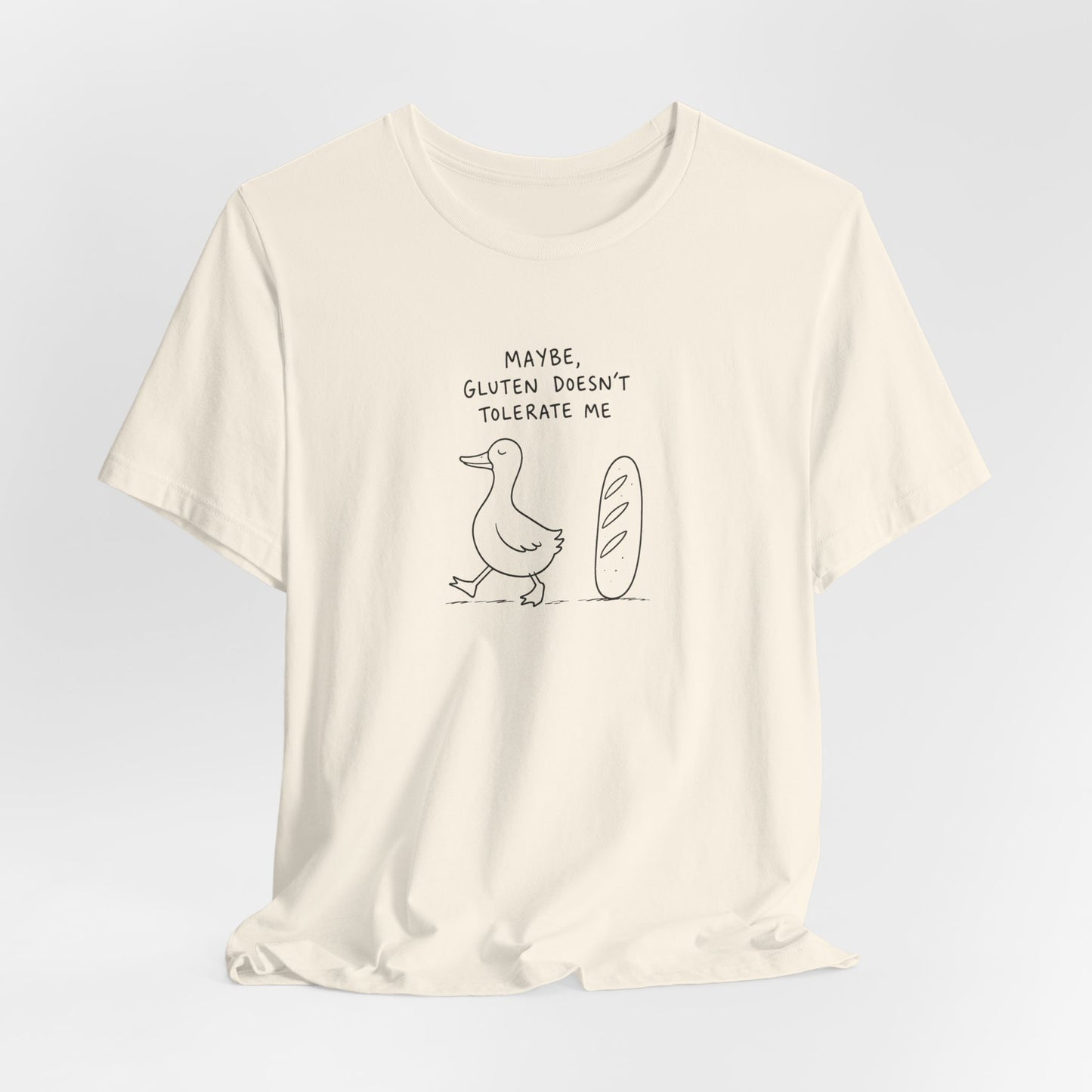 Maybe Gluten Doesn’t Tolerate Me T‑Shirt — Funny Bread & Duck Graphic Tee