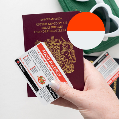 Egg allergy Travel Card -Translation in Indonesian (Digital)
