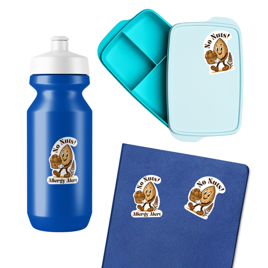Allergy Warning Stickers – Waterproof Labels for Lunchboxes, Bottles, and More (All Allergy Types)