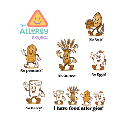 Allergy Warning Stickers – Waterproof Labels for Lunchboxes, Bottles, and More (All Allergy Types)
