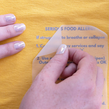 Iron-On Allergy Labels – 5 Pack | Personalised Anaphylaxis Safety Tags for Kids' Clothing, School Uniforms & Nursery Wear