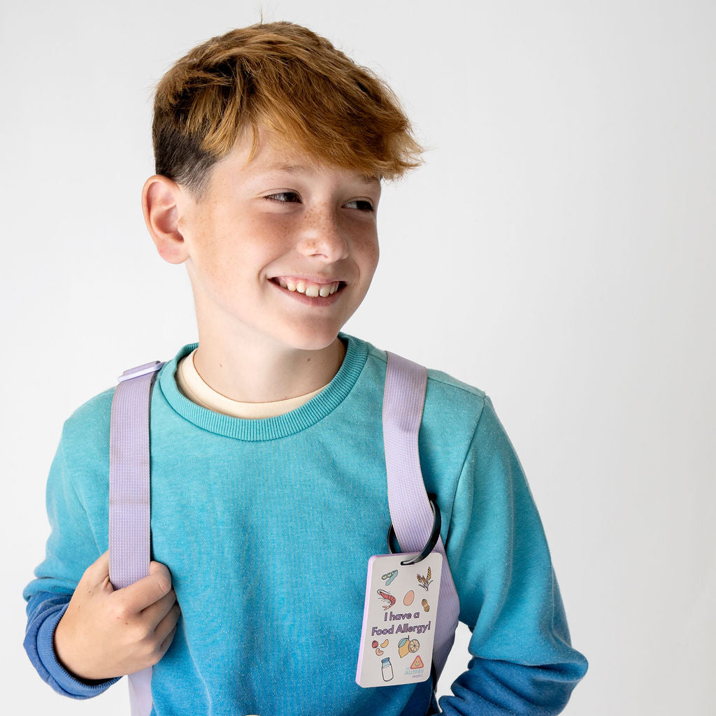 Food Allergy Alert backpack Tag - durable Bag Tag for Kids & Adults