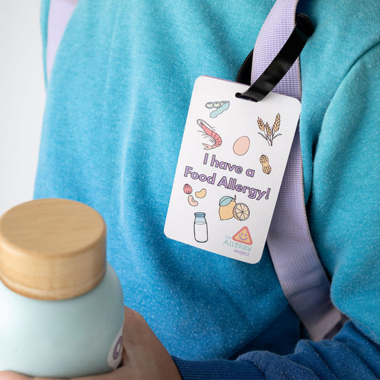 Food Allergy Alert backpack Tag - durable Bag Tag for Kids & Adults