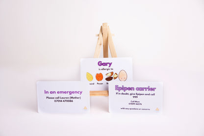 Kid's Wallet Size Plastic Allergy Alert Card